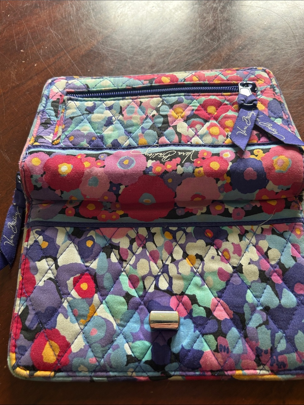 Vera Bradley Purple Multi Floral Quilted Zip Wallet - Picture 7 of 11